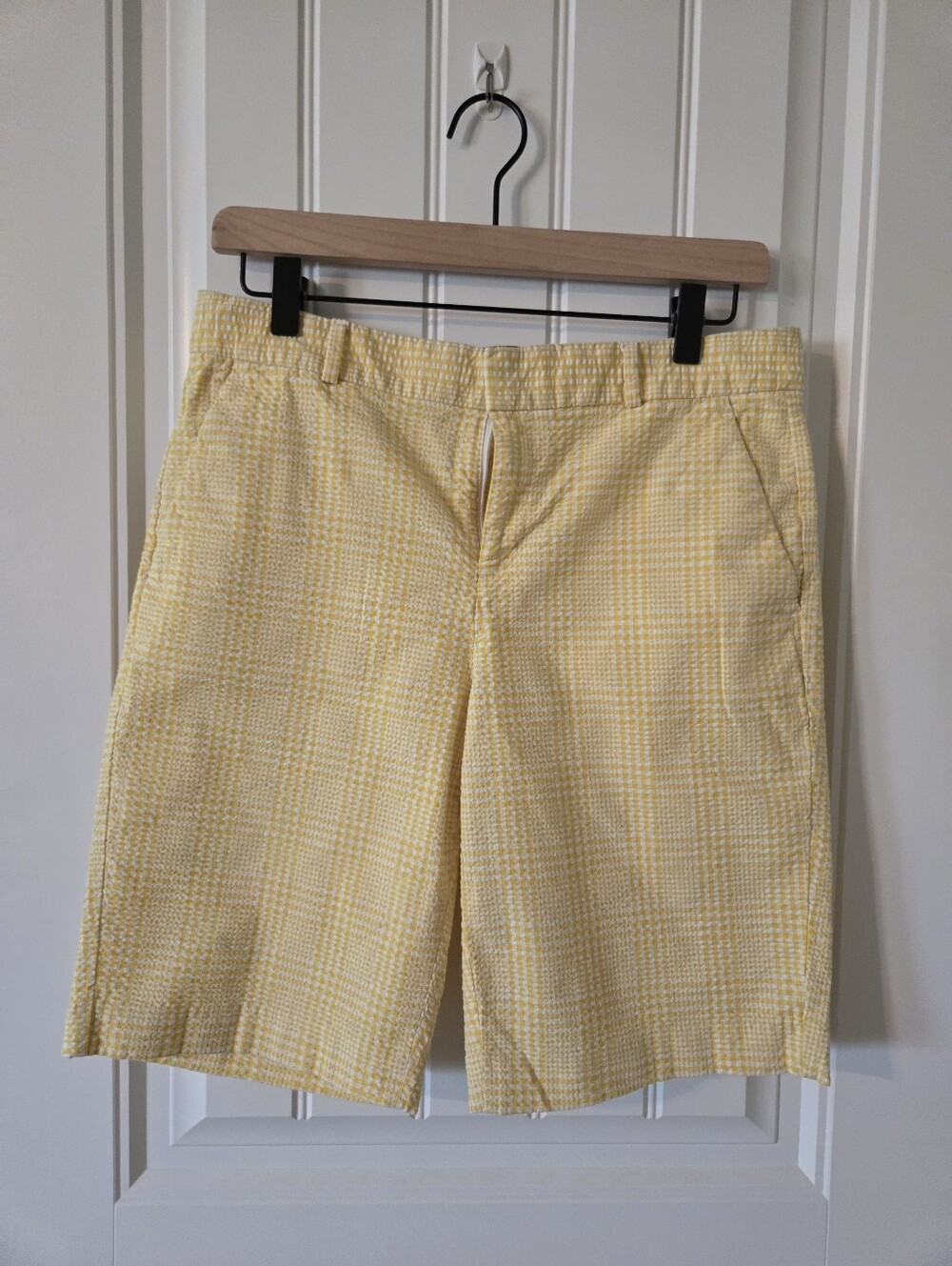 Banana Republic Yellow Plaid Flat-Front Men's Shorts